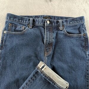 Uniqlo Jeans Selvedge Mens 34 (Fits 32x31) Blue Slim Straight Japanese Kaihara